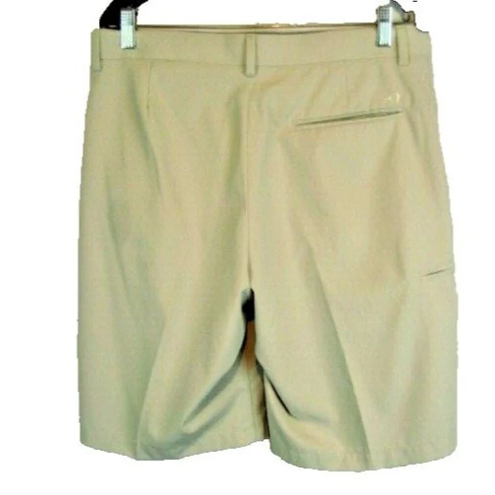Mens Grand Slam Cream Poly Golf Chino Flat Front Shorts sz 34x11